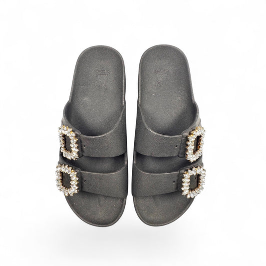 Cacatoès Barra Rhinestone Black Sandals