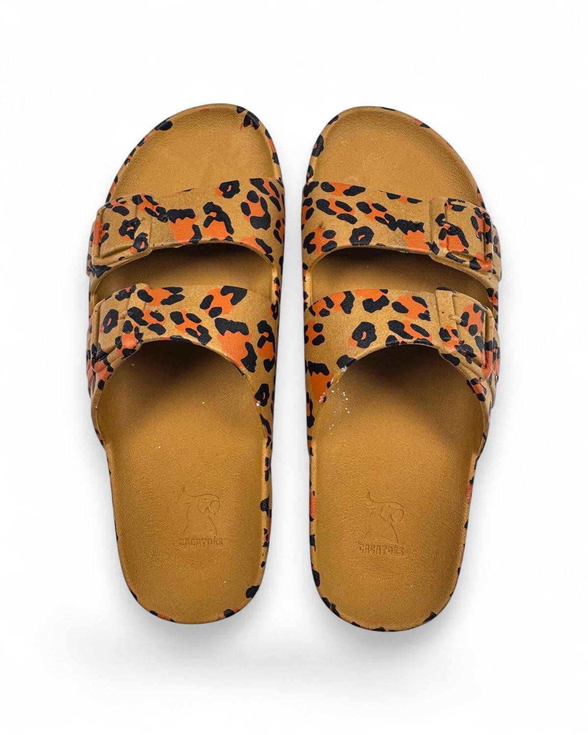 Cacatoès Amazonia Camel animal print women's double-strap sandals
