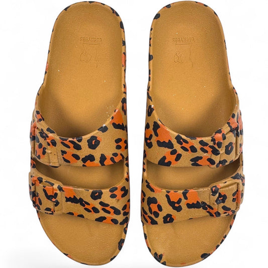 Cacatoès Amazonia Camel animal print women's double-strap sandals